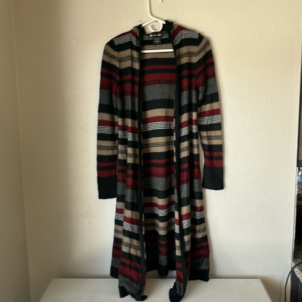 Striped Hooded Cardigan Long Sleeve Size Small